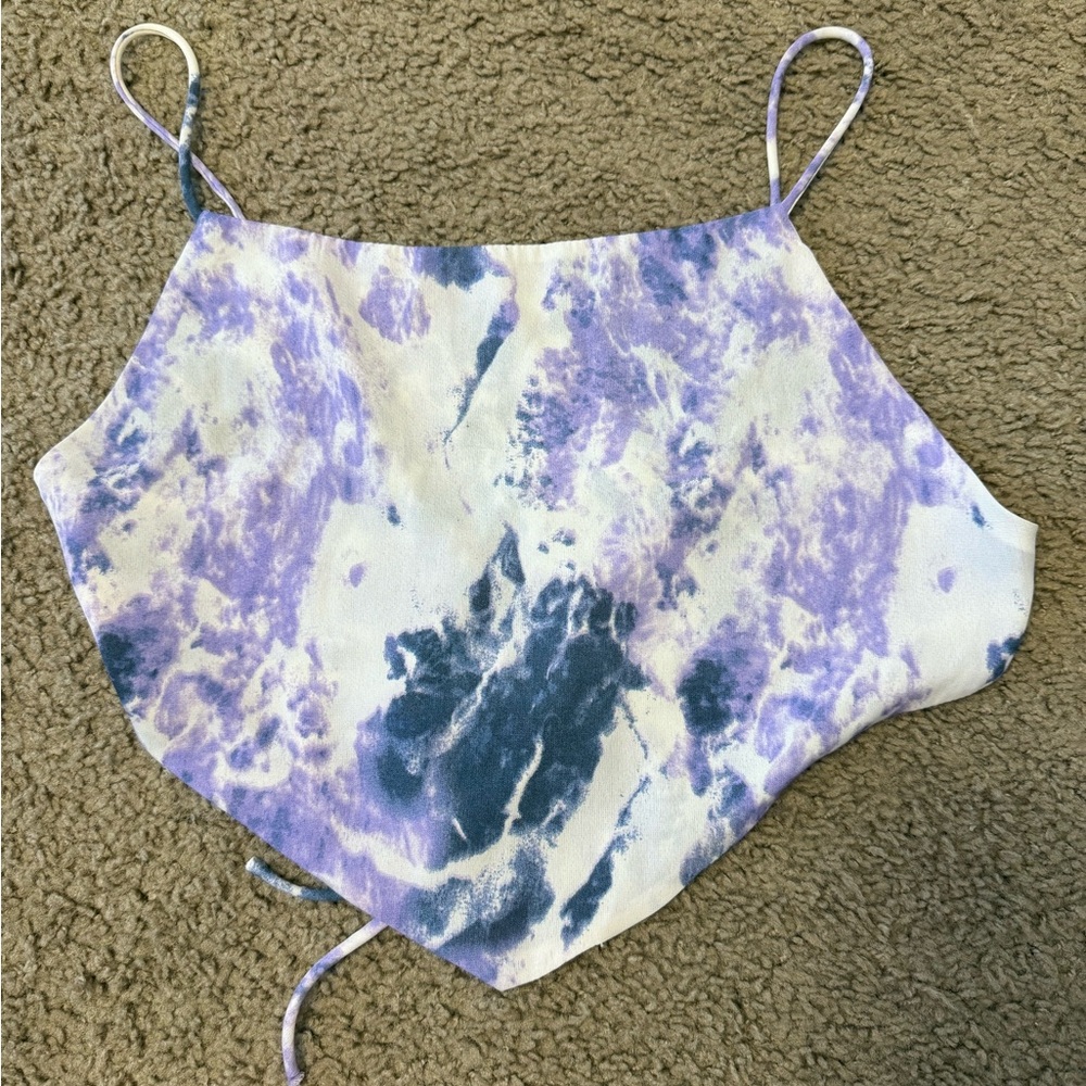 Purple and White Tie-Dye Crop Top